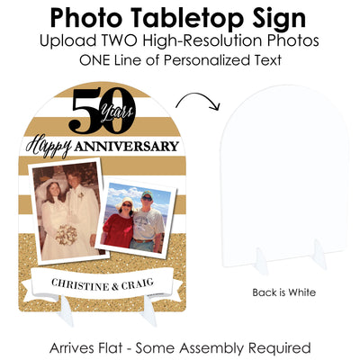 We Still Do - 50th Wedding Anniversary - Personalized Anniversary Party Picture Display Stand - Photo Tabletop Sign - Upload 2 Photos - 1 Piece