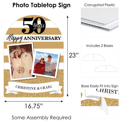 We Still Do - 50th Wedding Anniversary - Personalized Anniversary Party Picture Display Stand - Photo Tabletop Sign - Upload 2 Photos - 1 Piece