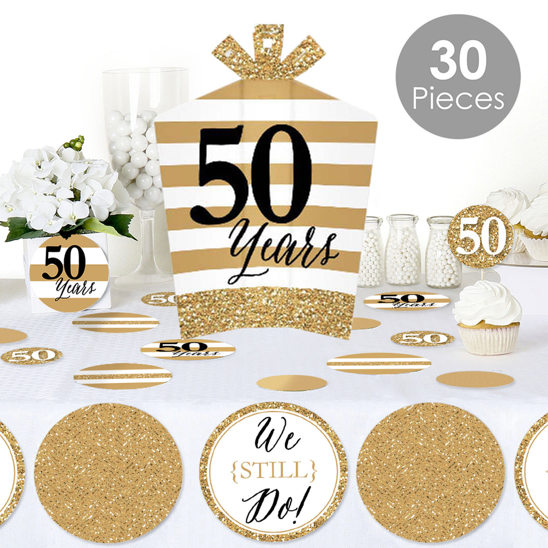 We Still Do - 50th Wedding Anniversary - Anniversary Party Decor and Confetti - Terrific Table Centerpiece Kit - Set of 30