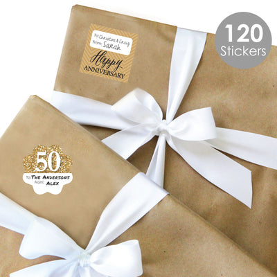 We Still Do - 50th Wedding Anniversary - Assorted Anniversary Party Gift Tag Labels - To and From Stickers - 12 Sheets - 120 Stickers