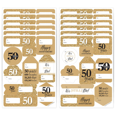 We Still Do - 50th Wedding Anniversary - Assorted Anniversary Party Gift Tag Labels - To and From Stickers - 12 Sheets - 120 Stickers