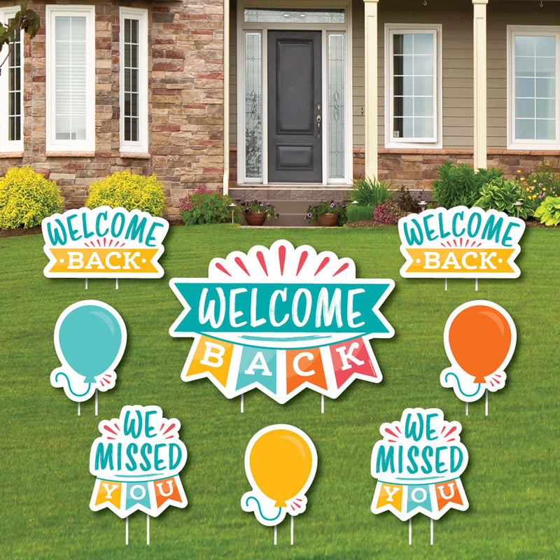 Welcome Back - Yard Sign and Outdoor Lawn Decorations - We Missed You Yard Signs - Set of 8