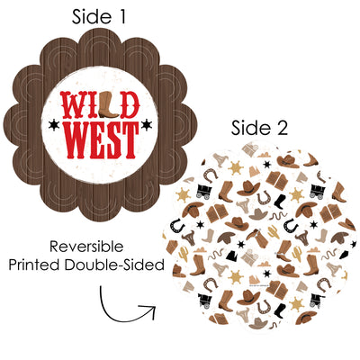 Western Hoedown - Wild West Cowboy Party Round Table Decorations - Paper Chargers - Place Setting For 12