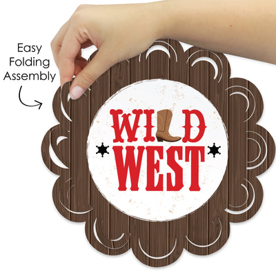 Western Hoedown - Wild West Cowboy Party Round Table Decorations - Paper Chargers - Place Setting For 12