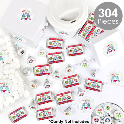Wild and Ugly Sweater Party - Mini Candy Bar Wrappers, Round Candy Stickers and Circle Stickers - Holiday and Christmas Animals Party Candy Favor Sticker Kit - 304 Pieces