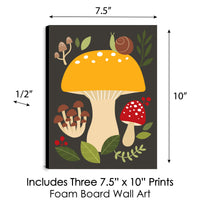 Wild Mushrooms - Red Toadstool Wall Art and Kitchen Room Decor - 7.5 x 10 inches - Set of 3 Prints