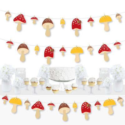 Wild Mushrooms - Red Toadstool Party DIY Decorations - Clothespin Garland Banner - 44 Pieces