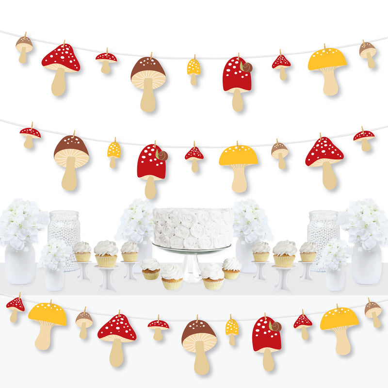 Wild Mushrooms - Red Toadstool Party DIY Decorations - Clothespin Garland Banner - 44 Pieces
