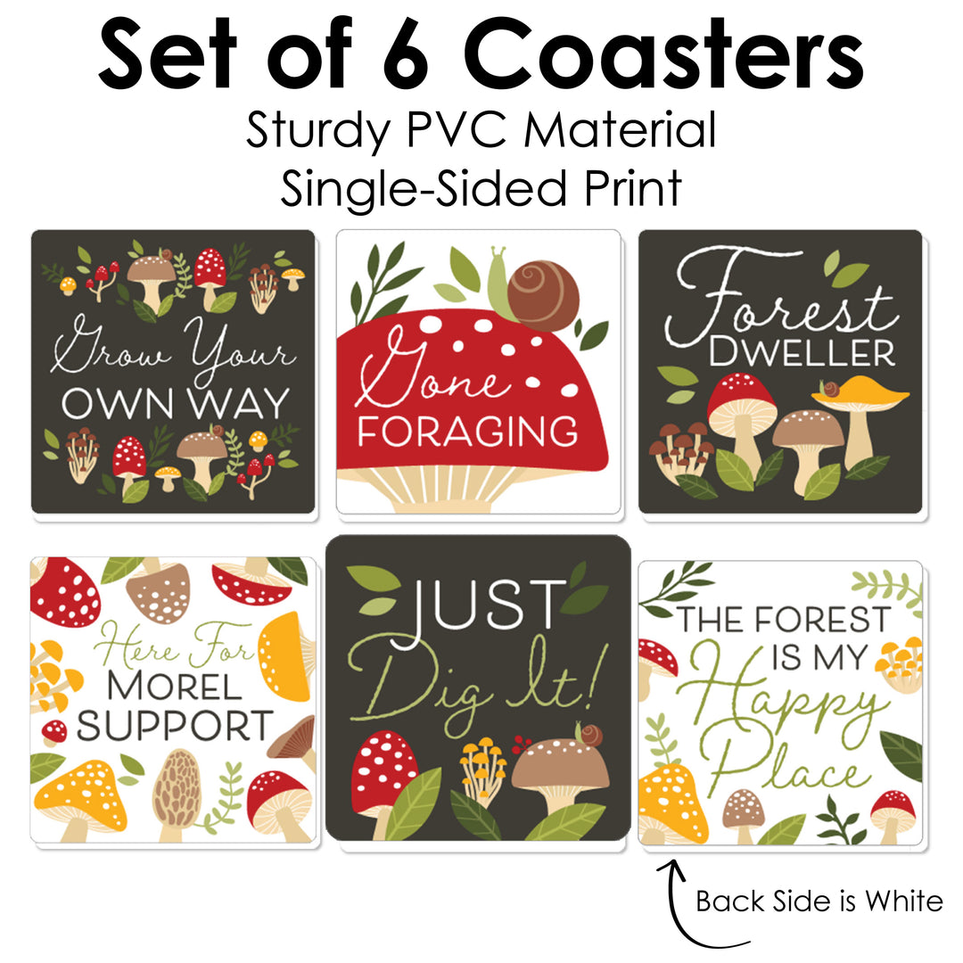 Wild Mushrooms - Funny Red Toadstool Party Decorations - Drink Coasters - Set of 6