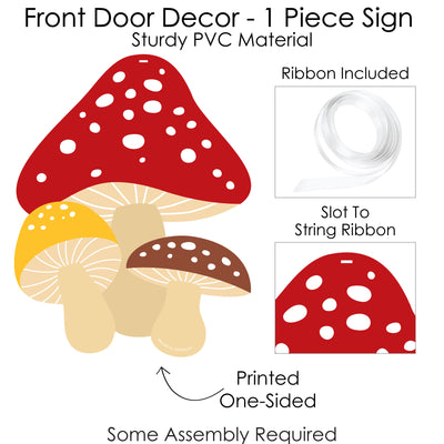 Wild Mushrooms - Hanging Porch Red Toadstool Decor and Party Outdoor Decorations - Front Door Decor - 1 Piece Sign