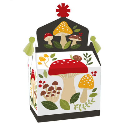 Wild Mushrooms - Treat Box Party Favors - Red Toadstool Party Goodie Gable Boxes - Set of 12