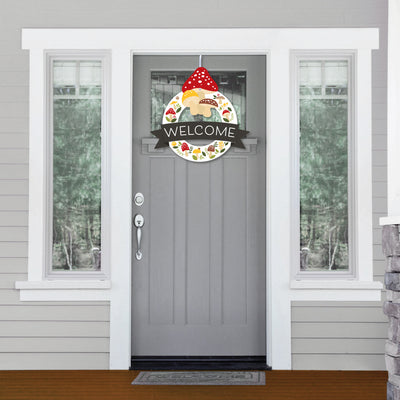 Wild Mushrooms - Outdoor Red Toadstool Party Decor - Front Door Wreath