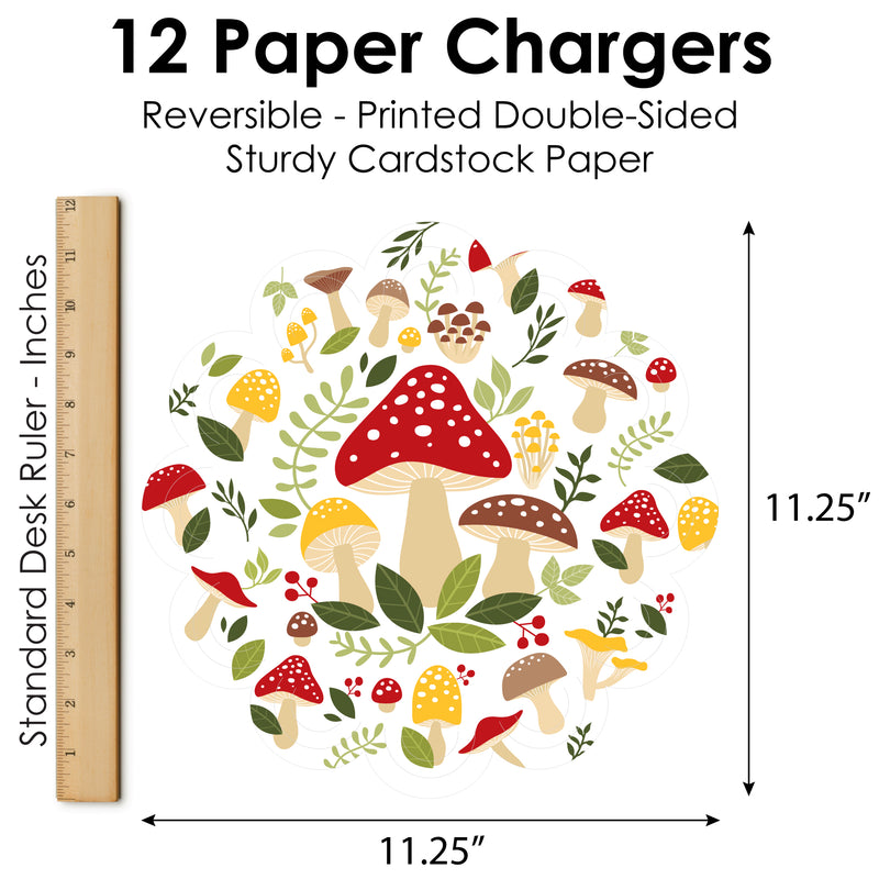 Wild Mushrooms - Red Toadstool Party Round Table Decorations - Paper Chargers - Place Setting For 12