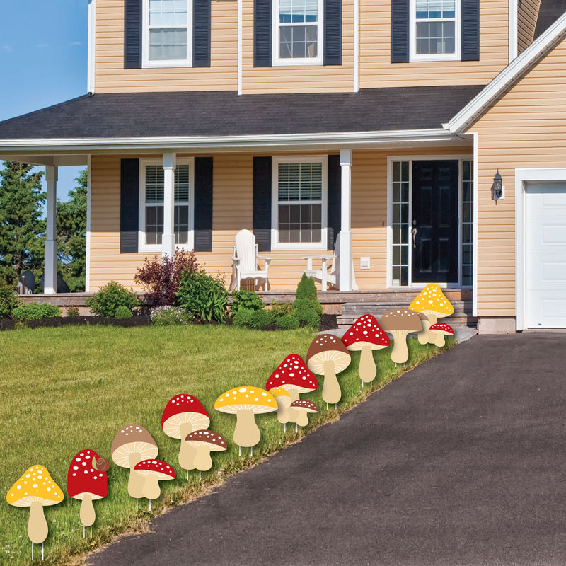 Wild Mushrooms - Mushroom Lawn Decorations - Outdoor Red Toadstool Decor and Party Yard Decorations - 10 Piece