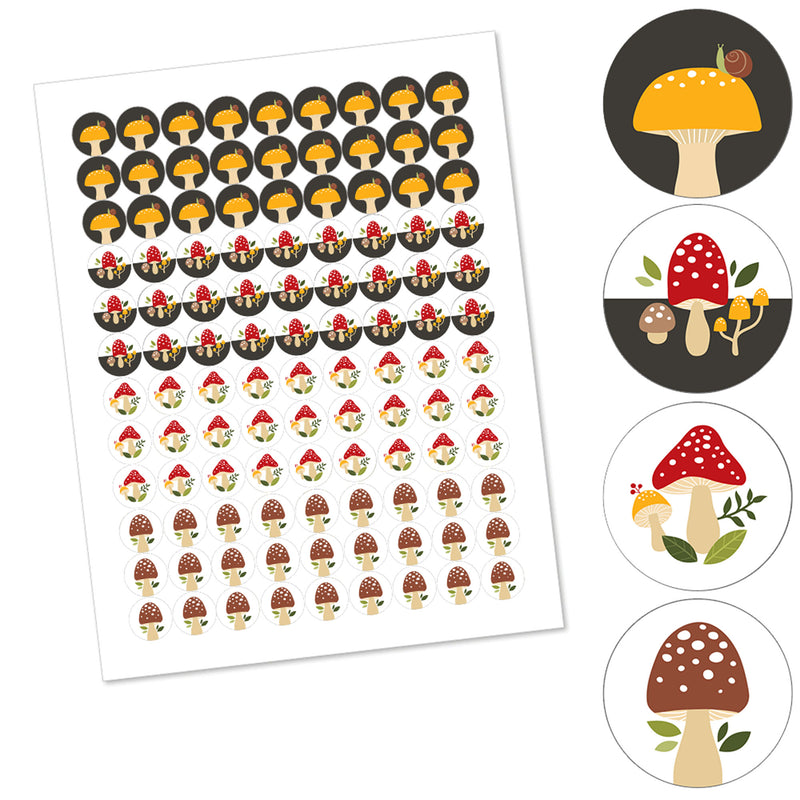 Wild Mushrooms - Red Toadstool Party Round Candy Sticker Favors - Labels Fit Chocolate Candy (1 sheet of 108)
