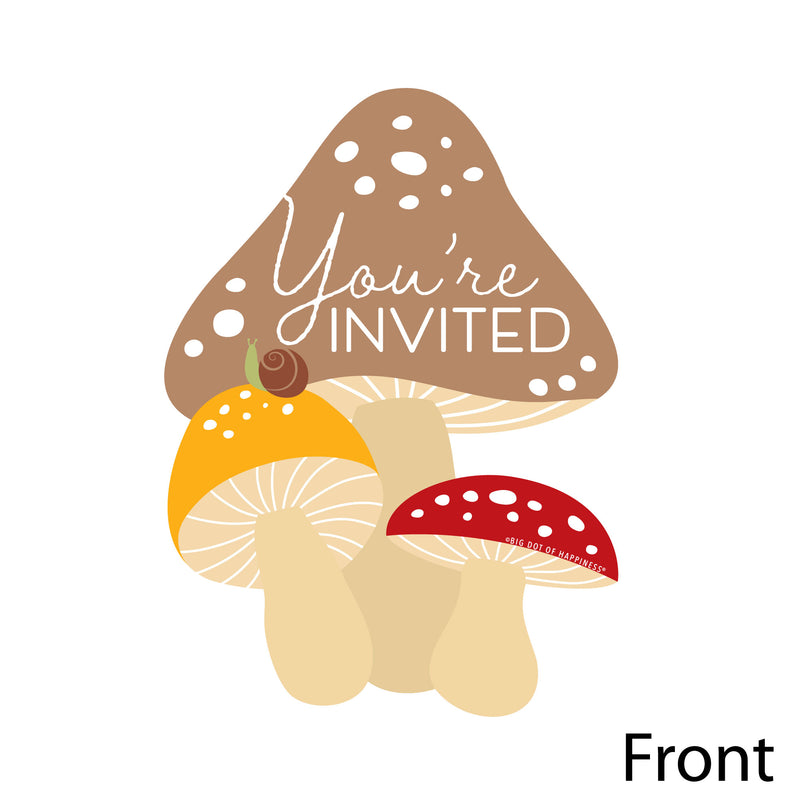 Wild Mushrooms - Shaped Fill-In Invitations - Red Toadstool Party Invitation Cards with Envelopes - Set of 12