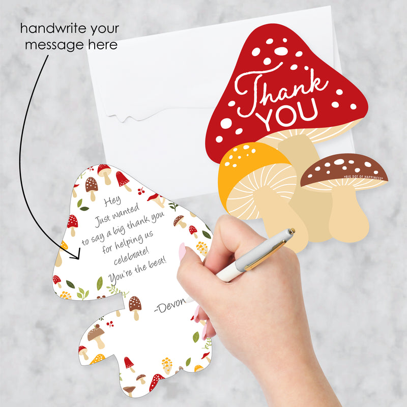 Wild Mushrooms - Shaped Thank You Cards - Red Toadstool Party Thank You Note Cards with Envelopes - Set of 12