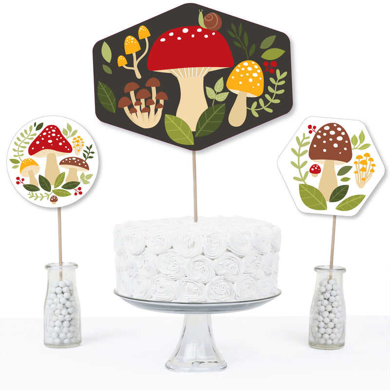 Wild Mushrooms - Red Toadstool Party Centerpiece Sticks - Table Toppers - Set of 15