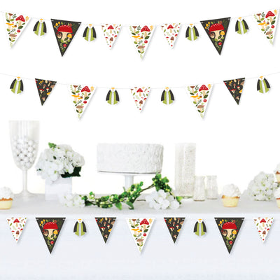 Wild Mushrooms - DIY Red Toadstool Party Pennant Garland Decoration - Triangle Banner - 30 Pieces