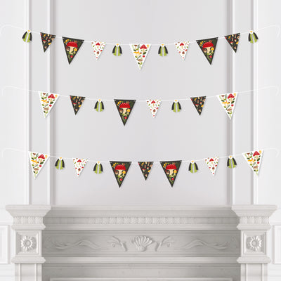 Wild Mushrooms - DIY Red Toadstool Party Pennant Garland Decoration - Triangle Banner - 30 Pieces