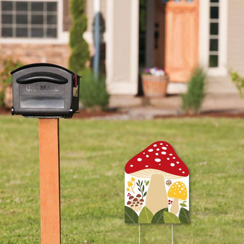Wild Mushrooms - Outdoor Lawn Sign - Red Toadstool Decor and Party Yard Sign - 1 Piece