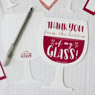 But First, Wine - Shaped Thank You Cards - Wine Tasting Party Thank You Note Cards with Envelopes - Set of 12