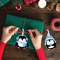 Winter Penguins - Holiday and Christmas Decorations - Christmas Tree Ornaments - Set of 12