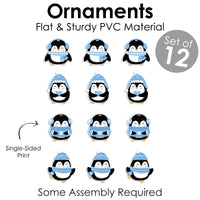 Winter Penguins - Holiday and Christmas Decorations - Christmas Tree Ornaments - Set of 12