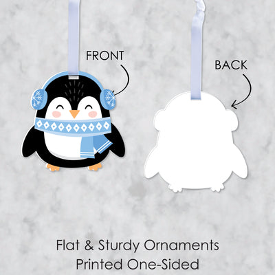 Winter Penguins - Holiday and Christmas Decorations - Christmas Tree Ornaments - Set of 12