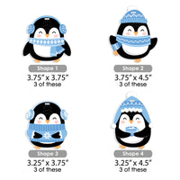 Winter Penguins - Holiday and Christmas Decorations - Christmas Tree Ornaments - Set of 12