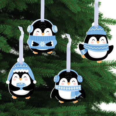 Winter Penguins - Holiday and Christmas Decorations - Christmas Tree Ornaments - Set of 12