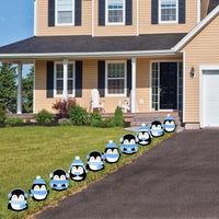 Winter Penguins - Lawn Decorations - Outdoor Holiday and Christmas Party Yard Decorations - 10 Piece