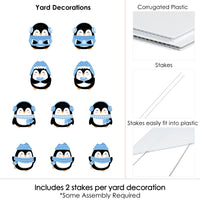 Winter Penguins - Lawn Decorations - Outdoor Holiday and Christmas Party Yard Decorations - 10 Piece