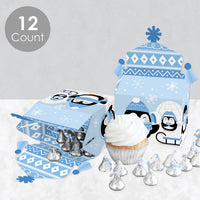 Winter Penguins - Treat Box Party Favors - Holiday and Christmas Party Goodie Gable Boxes - Set of 12