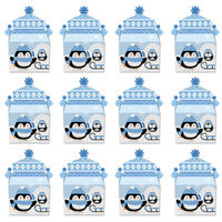 Winter Penguins - Treat Box Party Favors - Holiday and Christmas Party Goodie Gable Boxes - Set of 12