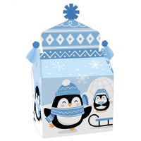 Winter Penguins - Treat Box Party Favors - Holiday and Christmas Party Goodie Gable Boxes - Set of 12
