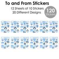 Winter Penguins - Assorted Holiday and Christmas Party Gift Tag Labels - To and From Stickers - 12 Sheets - 120 Stickers