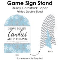 Winter Wonderland - How Many Candies Snowflake Holiday Party and Winter Wedding Game - 1 Stand and 40 Cards - Candy Guessing Game