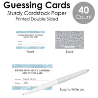 Winter Wonderland - How Many Candies Snowflake Holiday Party and Winter Wedding Game - 1 Stand and 40 Cards - Candy Guessing Game
