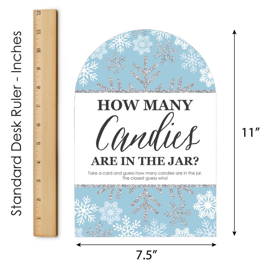 Winter Wonderland - How Many Candies Snowflake Holiday Party and Winter Wedding Game - 1 Stand and 40 Cards - Candy Guessing Game