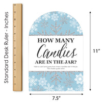 Winter Wonderland - How Many Candies Snowflake Holiday Party and Winter Wedding Game - 1 Stand and 40 Cards - Candy Guessing Game