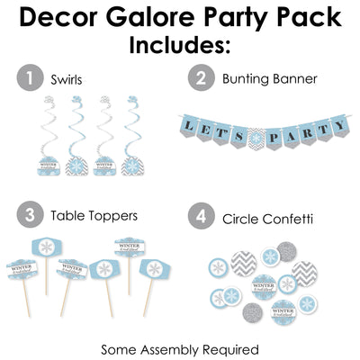 Winter Wonderland - Snowflake Holiday Party and Winter Wedding Supplies Decoration Kit - Decor Galore Party Pack - 51 Pieces