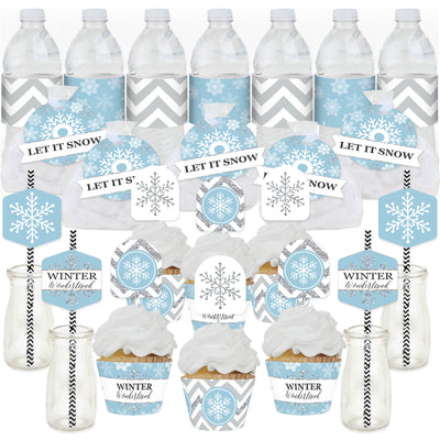 Winter Wonderland - Snowflake Holiday Party and Winter Wedding Favors and Cupcake Kit - Fabulous Favor Party Pack - 100 Pieces
