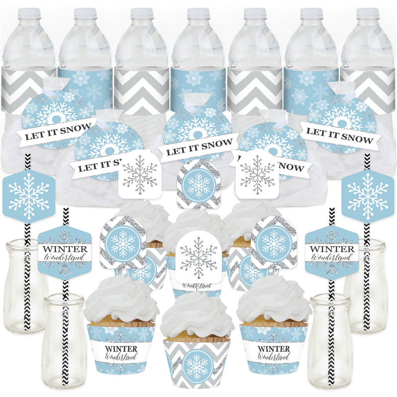 Winter Wonderland - Snowflake Holiday Party and Winter Wedding Favors and Cupcake Kit - Fabulous Favor Party Pack - 100 Pieces