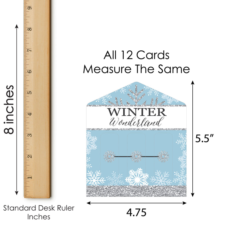 Winter Wonderland - Snowflake Holiday Party and Winter Wedding Game Pickle Cards - Pull Tabs 3-in-a-Row - Set of 12