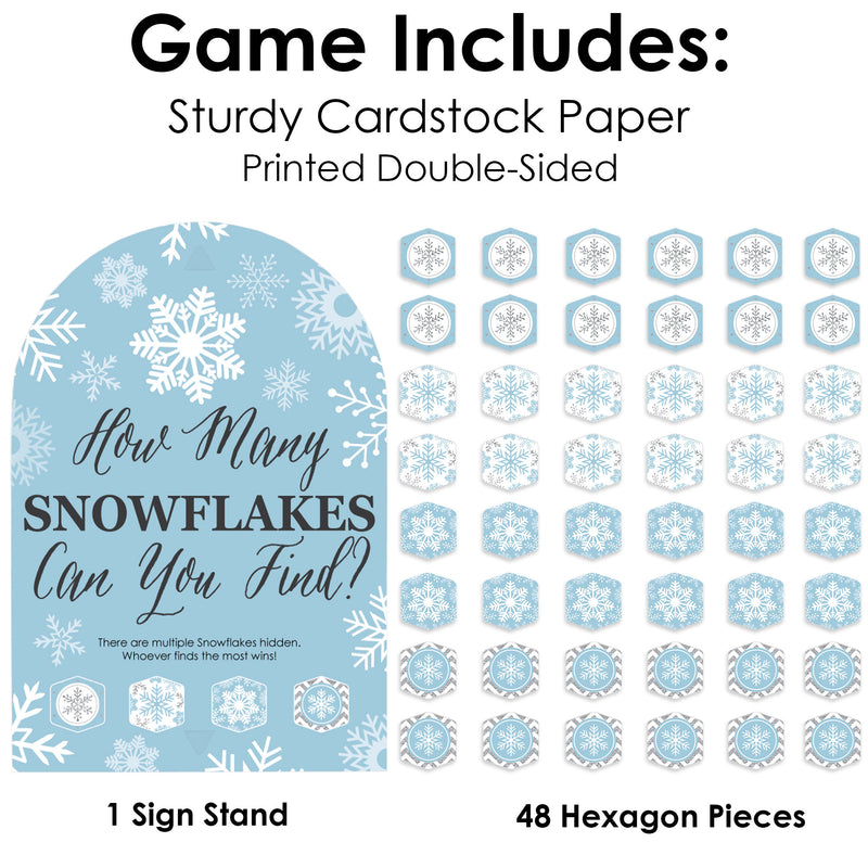 Winter Wonderland - Snowflake Holiday Party and Winter Wedding Scavenger Hunt - 1 Stand and 48 Game Pieces - Hide and Find Game