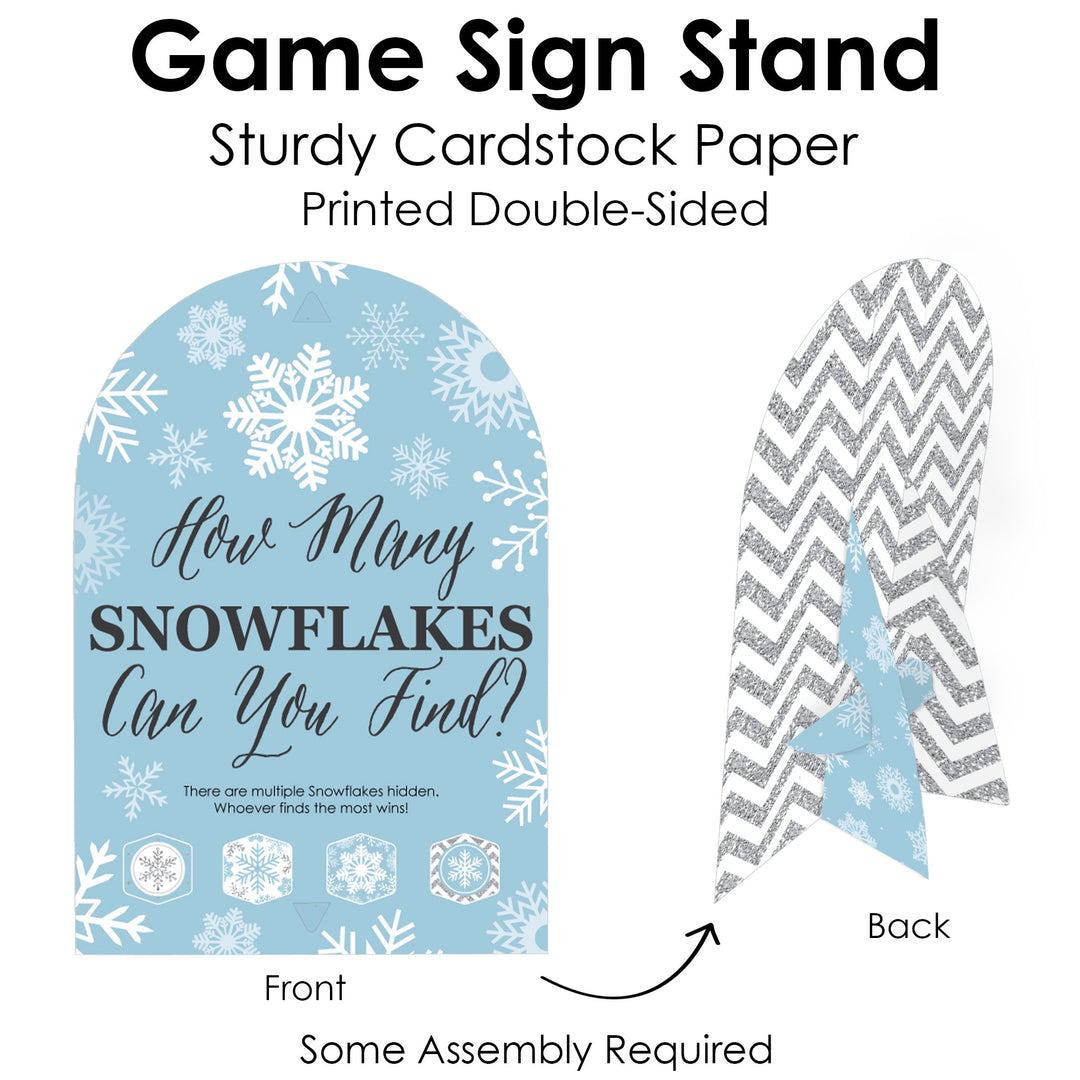 Winter Wonderland - Snowflake Holiday Party and Winter Wedding Scavenger Hunt - 1 Stand and 48 Game Pieces - Hide and Find Game