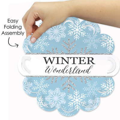 Winter Wonderland - Snowflake Holiday Party and Winter Wedding Round Table Decorations - Paper Chargers - Place Setting For 12