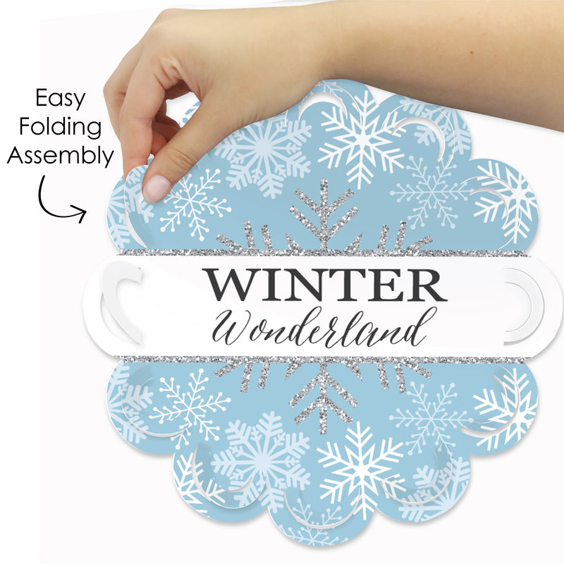 Winter Wonderland - Snowflake Holiday Party and Winter Wedding Round Table Decorations - Paper Chargers - Place Setting For 12