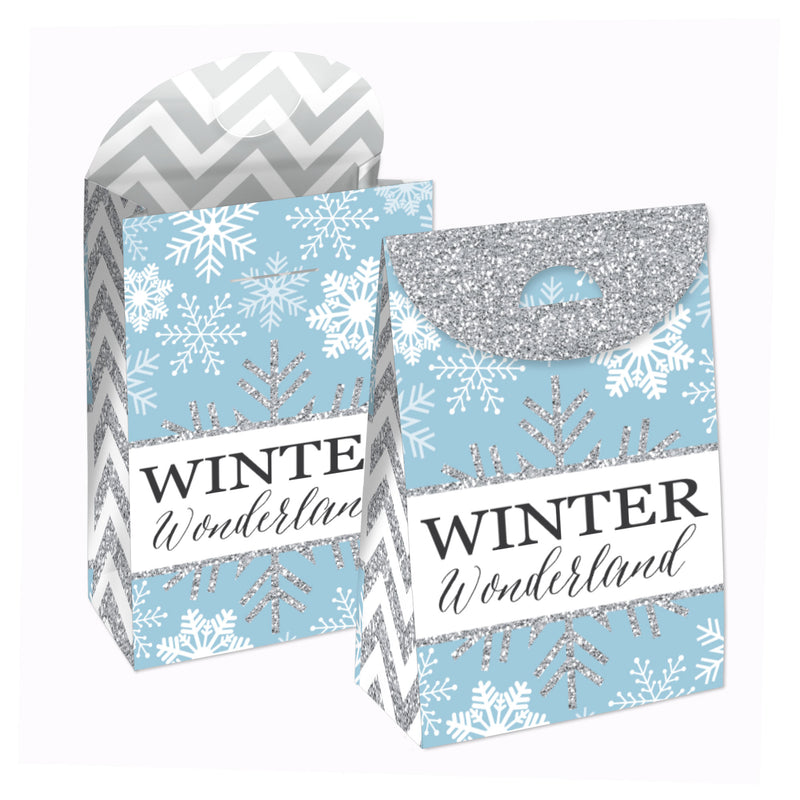 Winter Wonderland - Snowflake Holiday and Winter Wedding Gift Favor Bags - Party Goodie Boxes - Set of 12